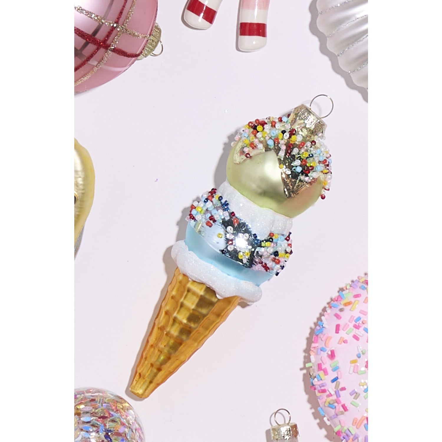 Dessert First Ice Cream Cone Ornament - Set of 6