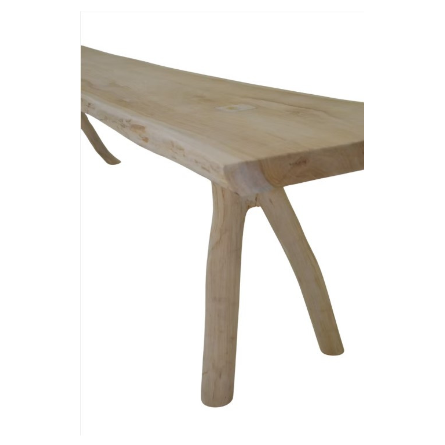 Log Outdoor Bench Bleached