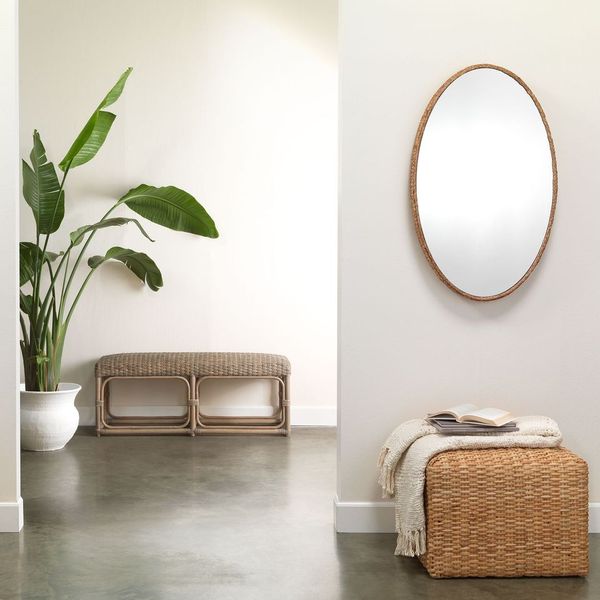 Large Ottoman Natural Rattan