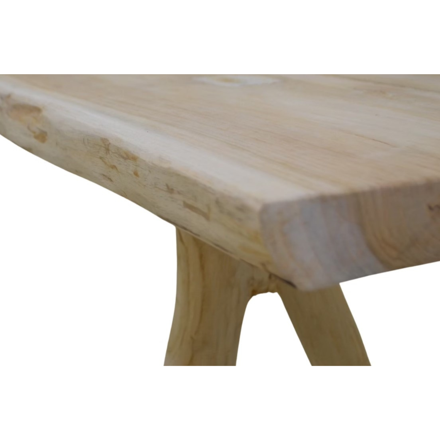 Log Outdoor Bench Bleached
