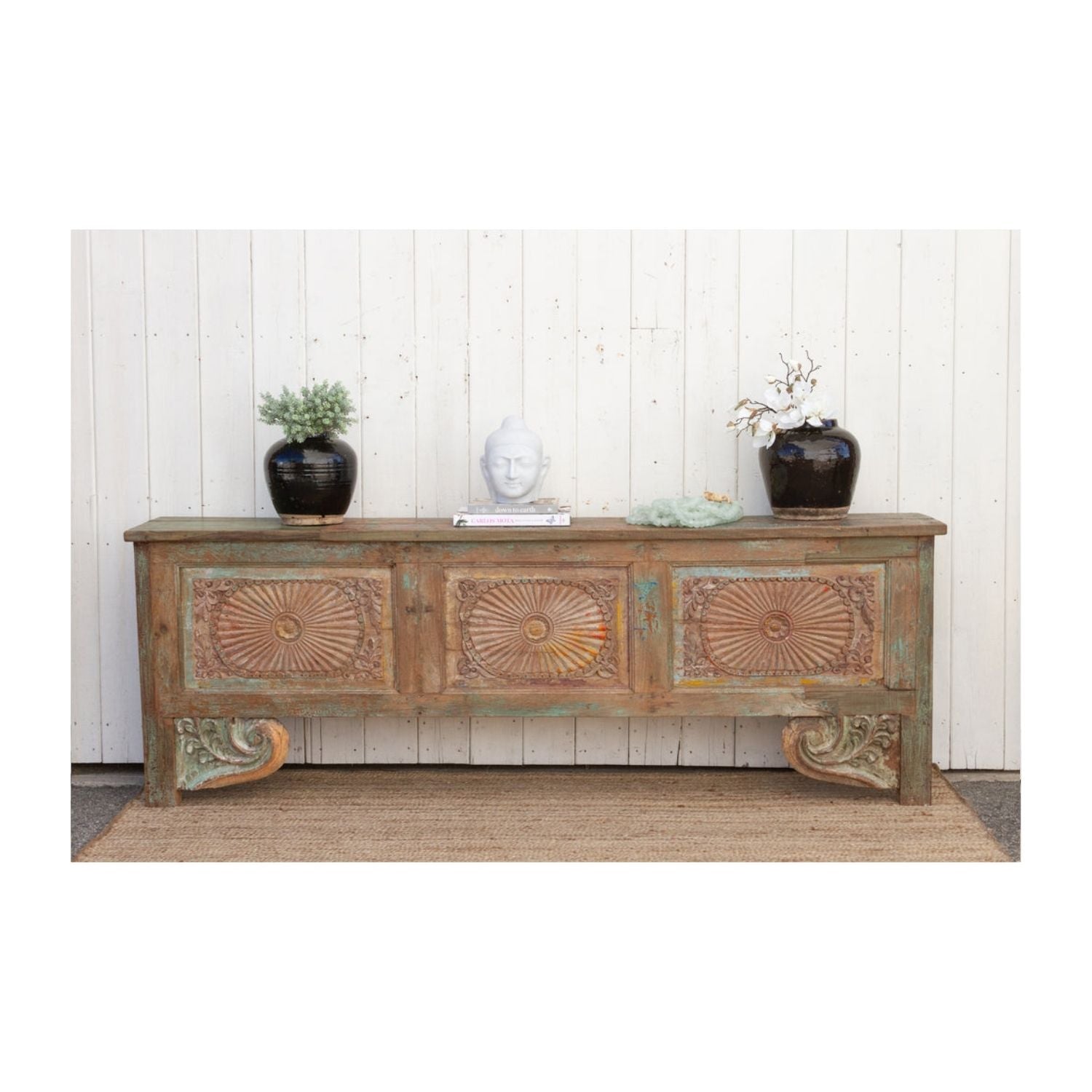 Antique Long Indo-Portuguese Sunburst Console