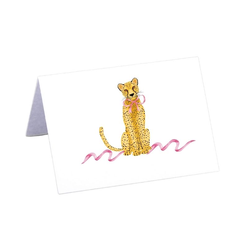 Leopard with Pink Bow - Place Cards