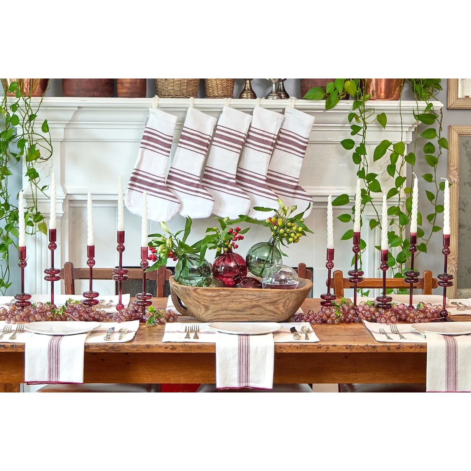 Glass Sphere Bud Vase, Merlot Red