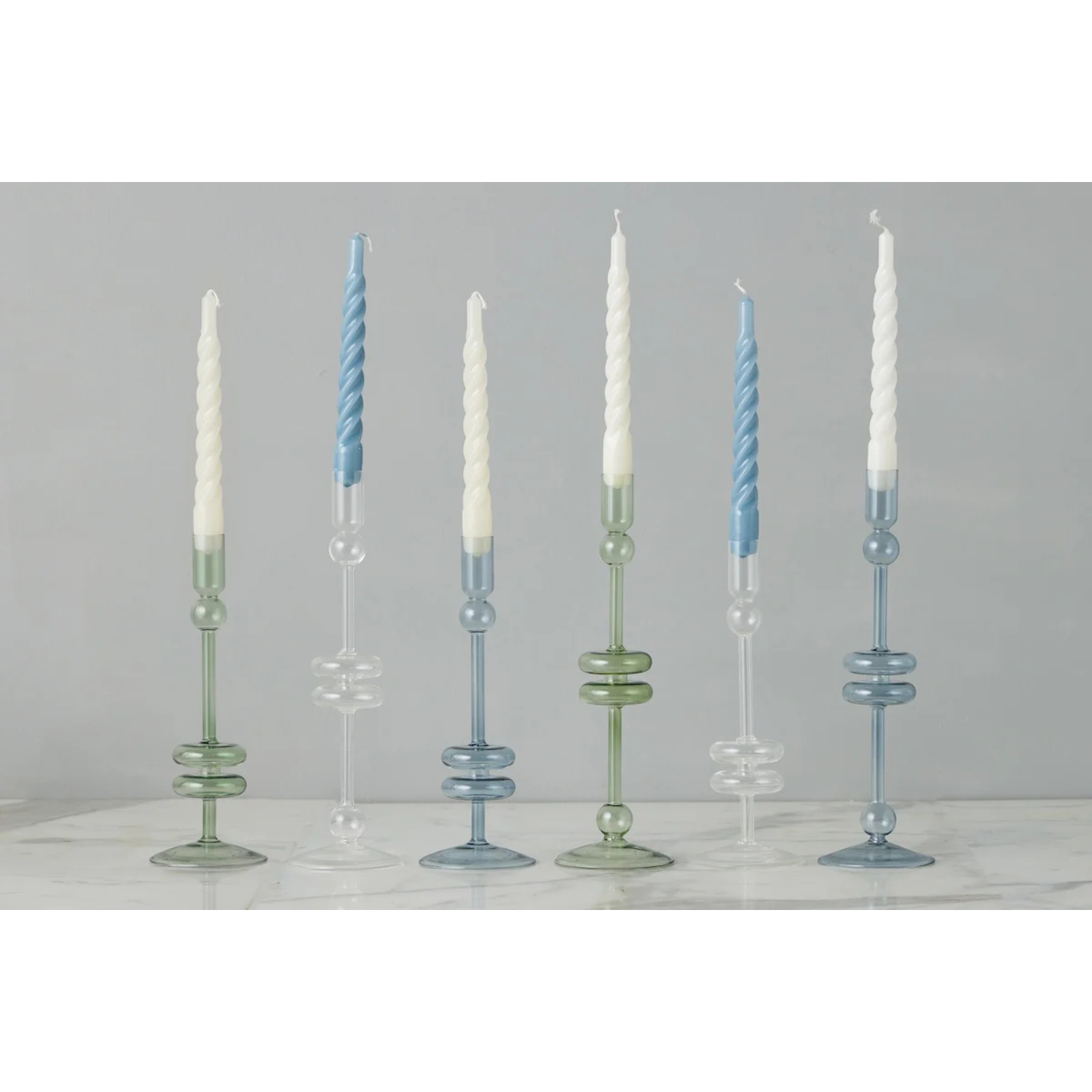 Clear Glass Candlestick Pairs - Medium