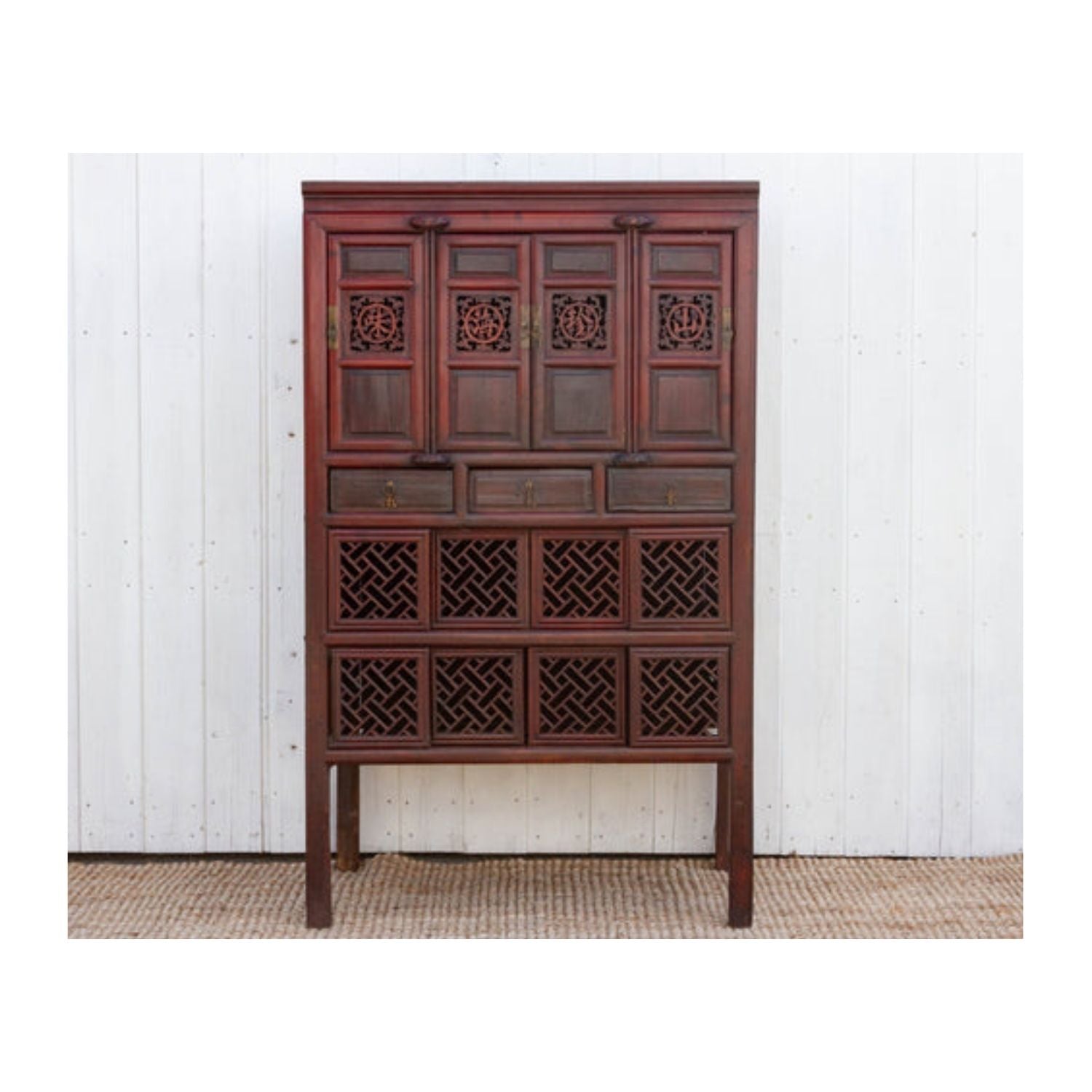 19th Century Lattice Kitchen Cabinet