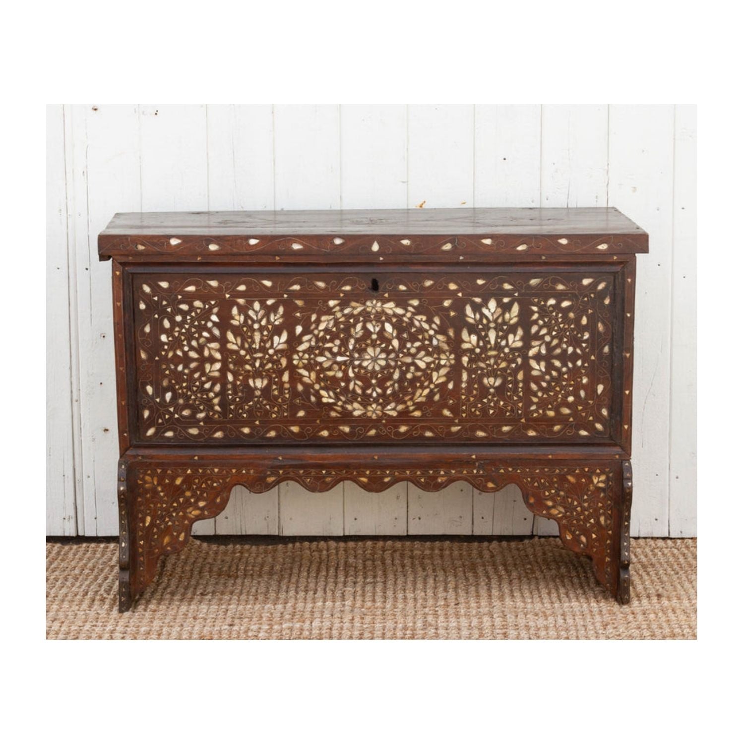 Rare Floral Inlay Mother Of Pearl Damascus Chest