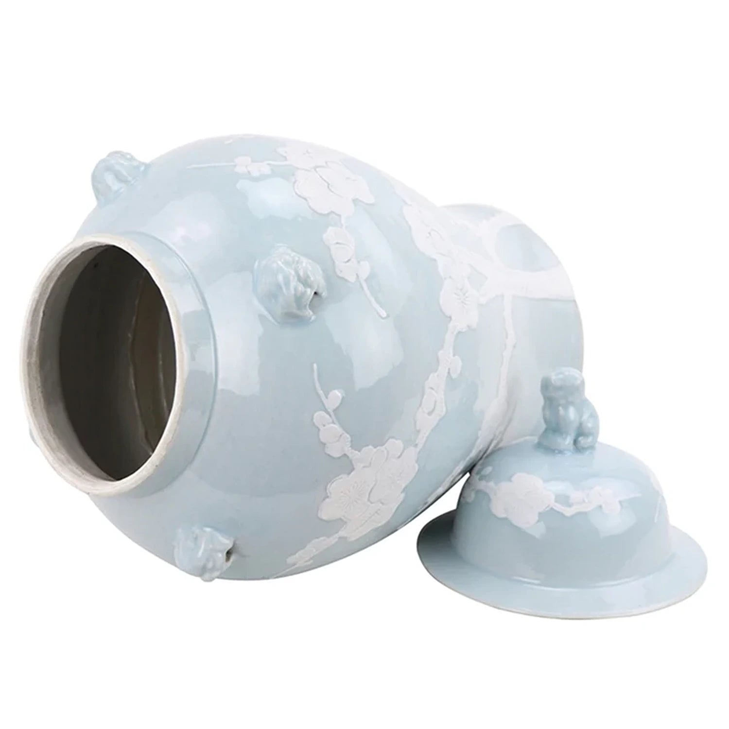 Pastel Pale Blue Cherry Blossom Jar