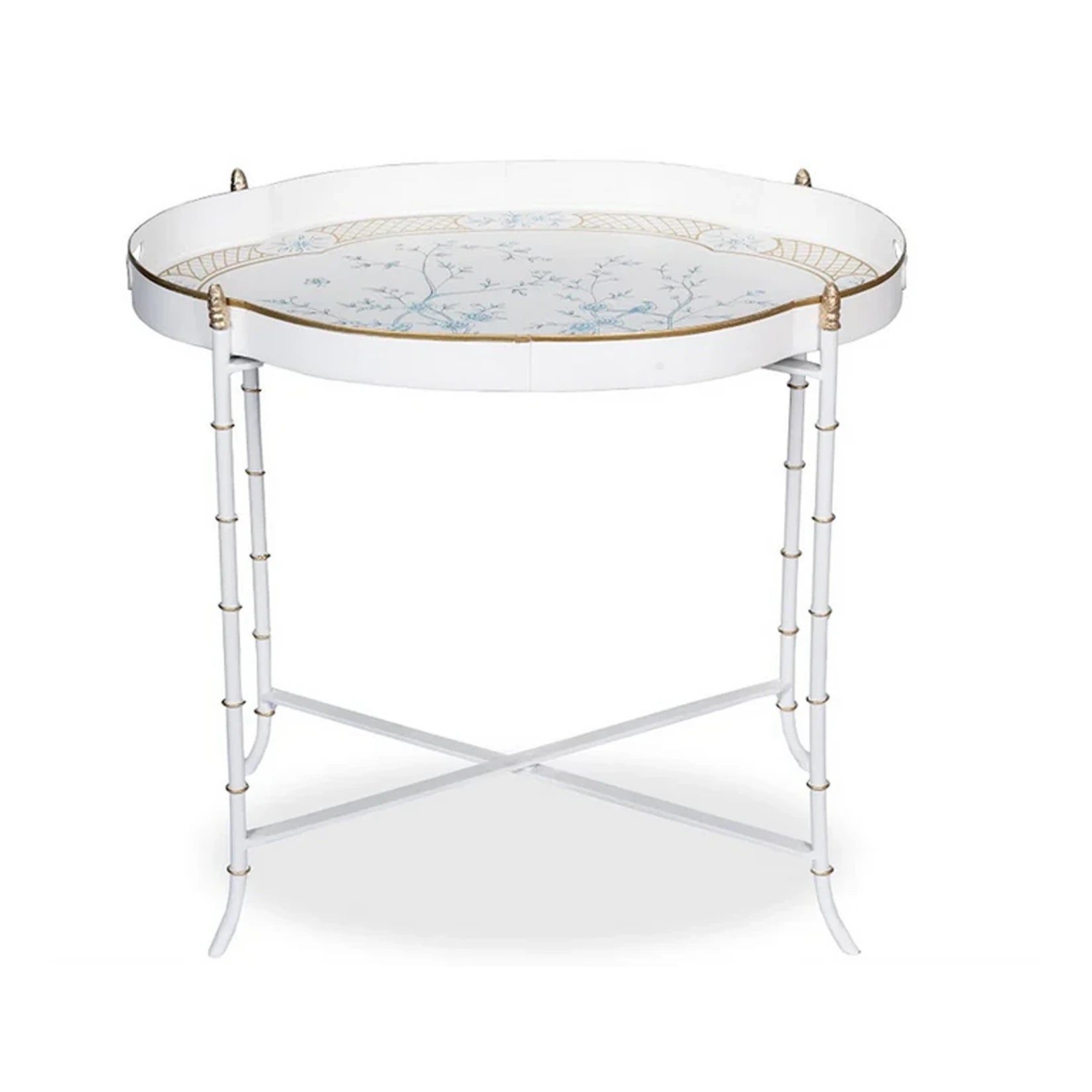 Ivory & Blue Scalloped Tray Table