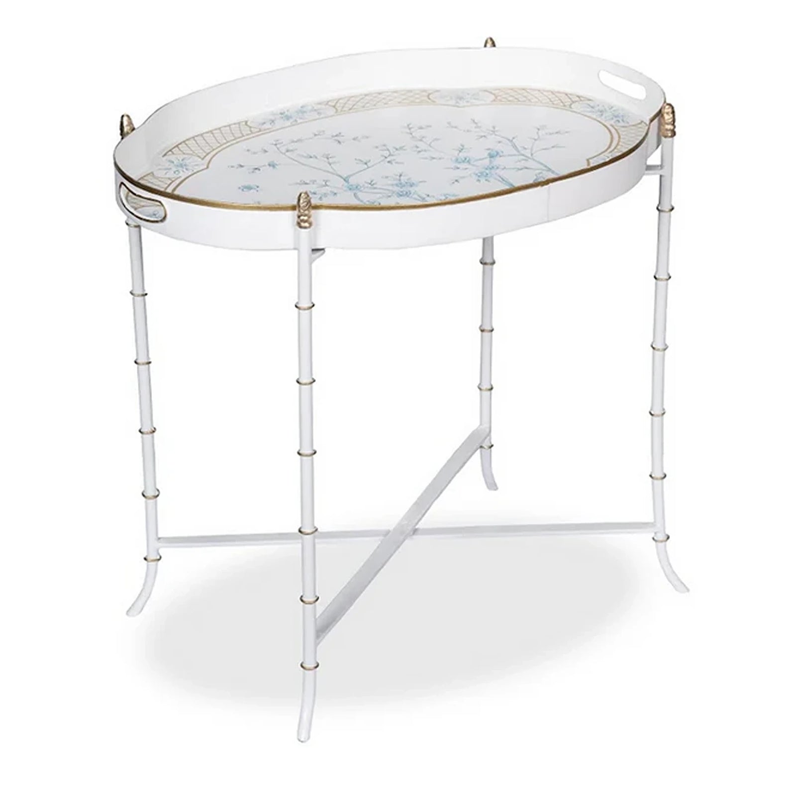 Ivory & Blue Scalloped Tray Table