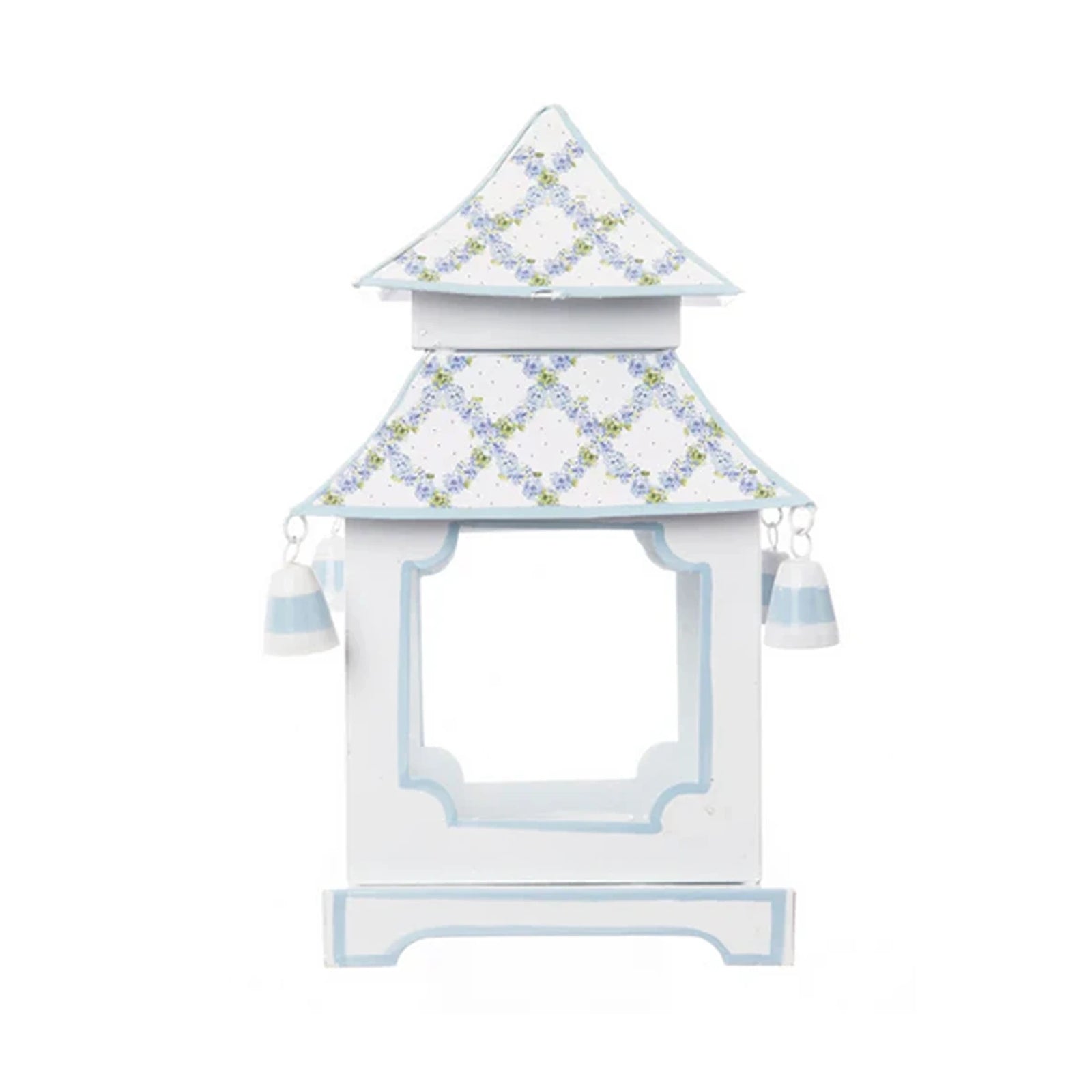 Soft Blue Hydrangea Garden Trellis Pagoda Lantern