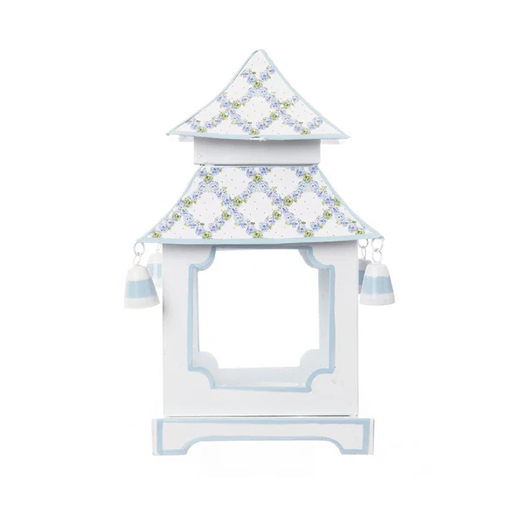 Soft Blue Hydrangea Garden Trellis Pagoda Lantern