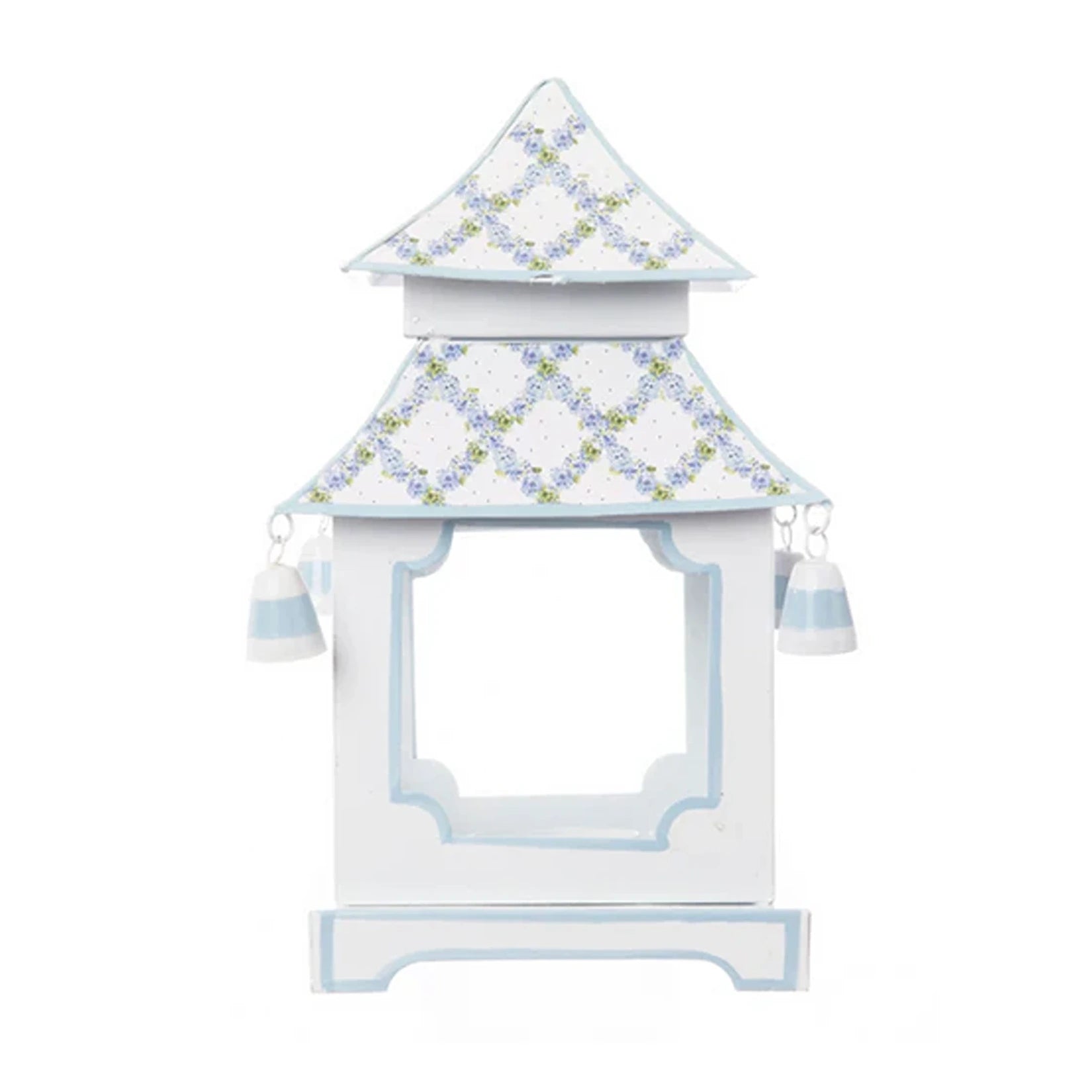 Soft Blue Hydrangea Garden Trellis Pagoda Lantern (4 Sizes)