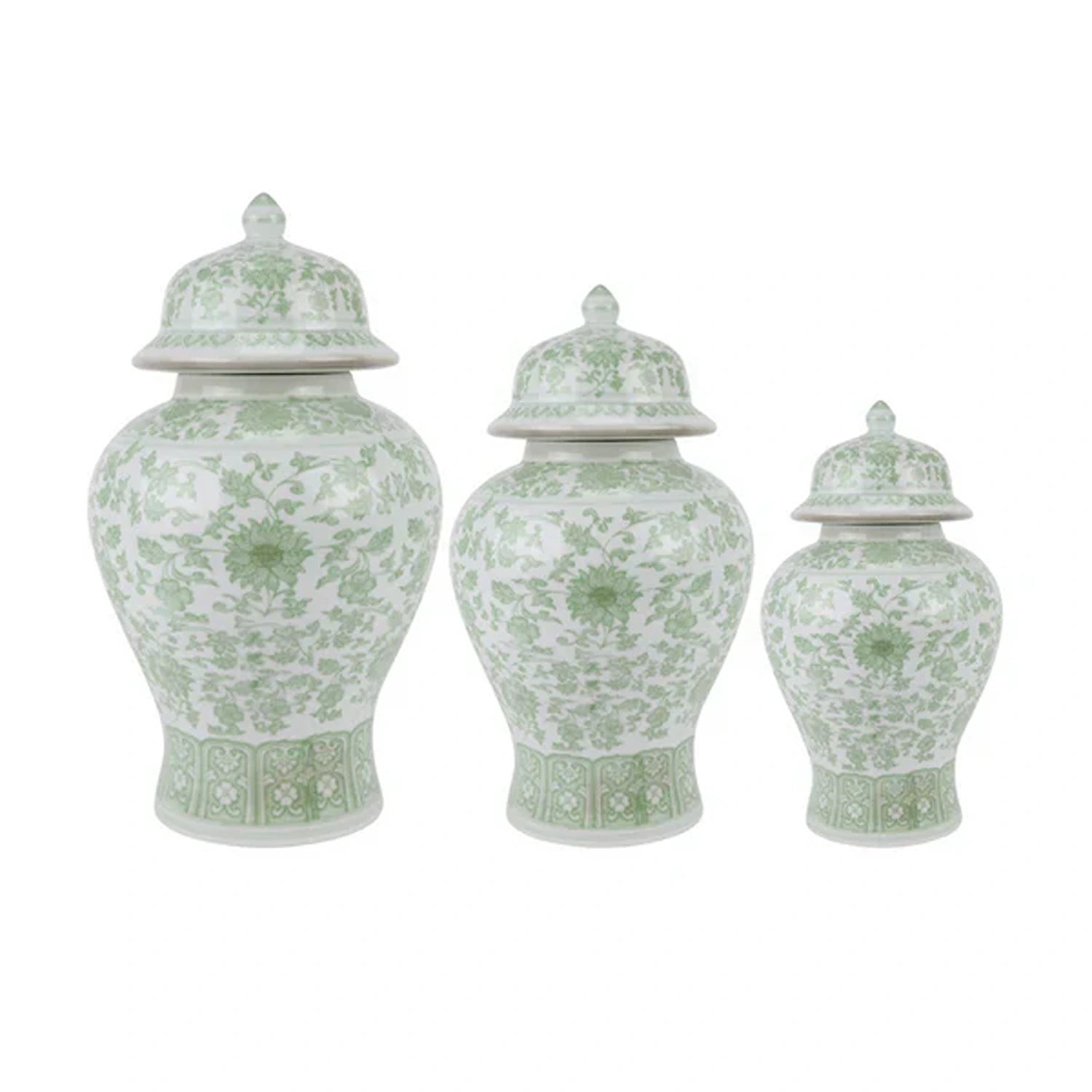 Soft Green Floral Jar (3 Sizes)