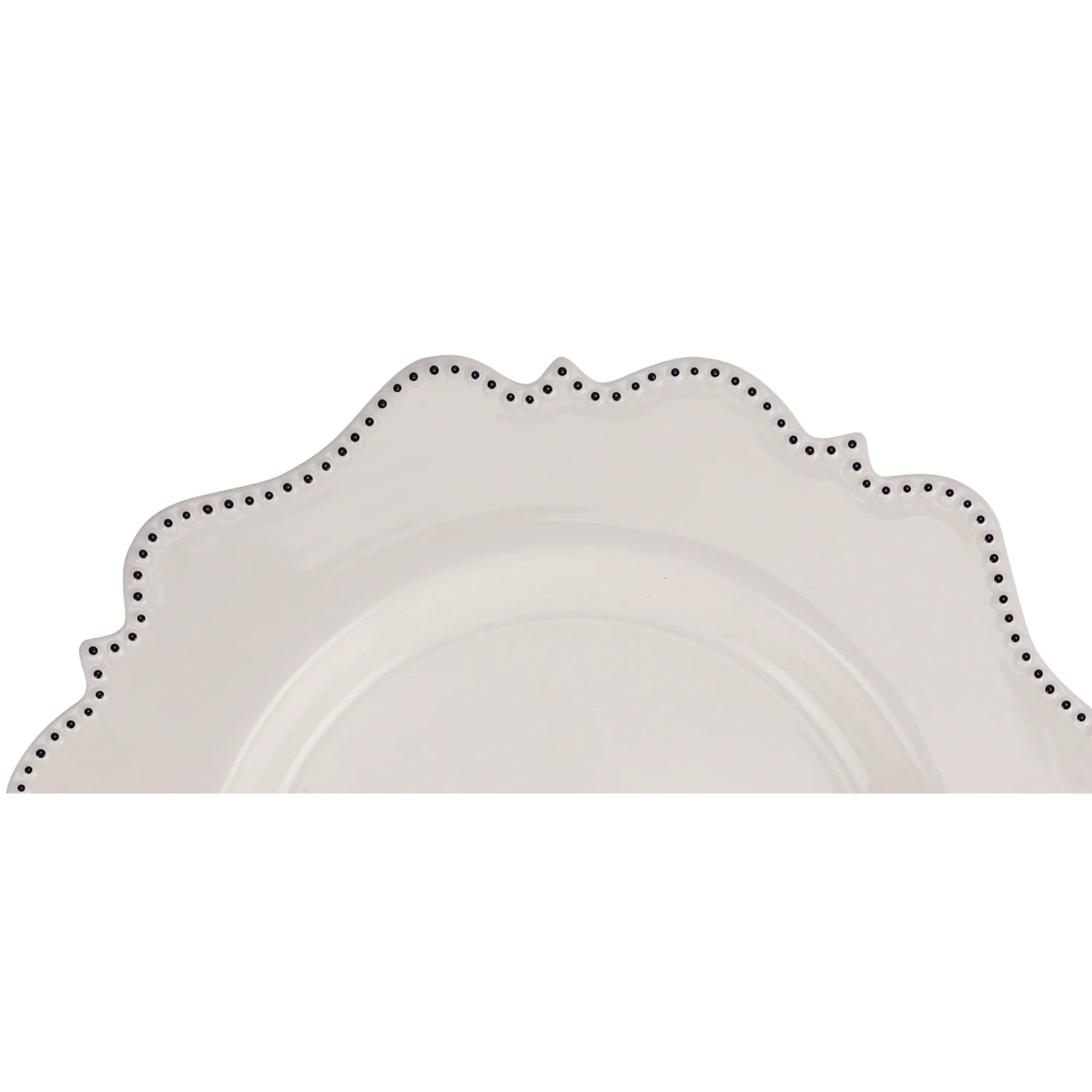 Ivory with Navy Beaded Scalloped Charger