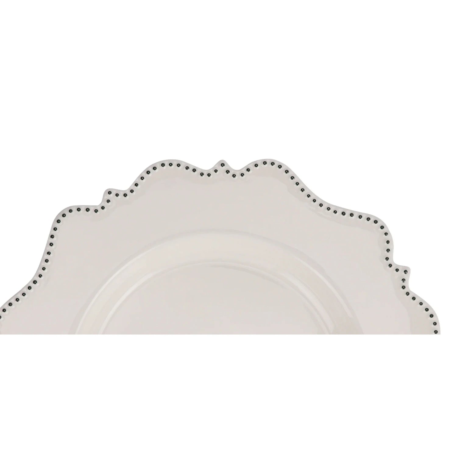 Ivory with Green Beaded Scalloped Charger