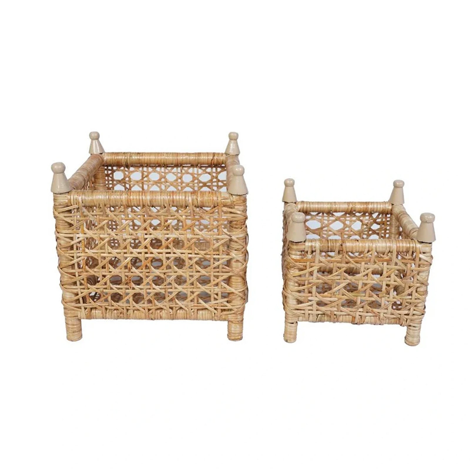 Natural Cane Wicker Box Planter