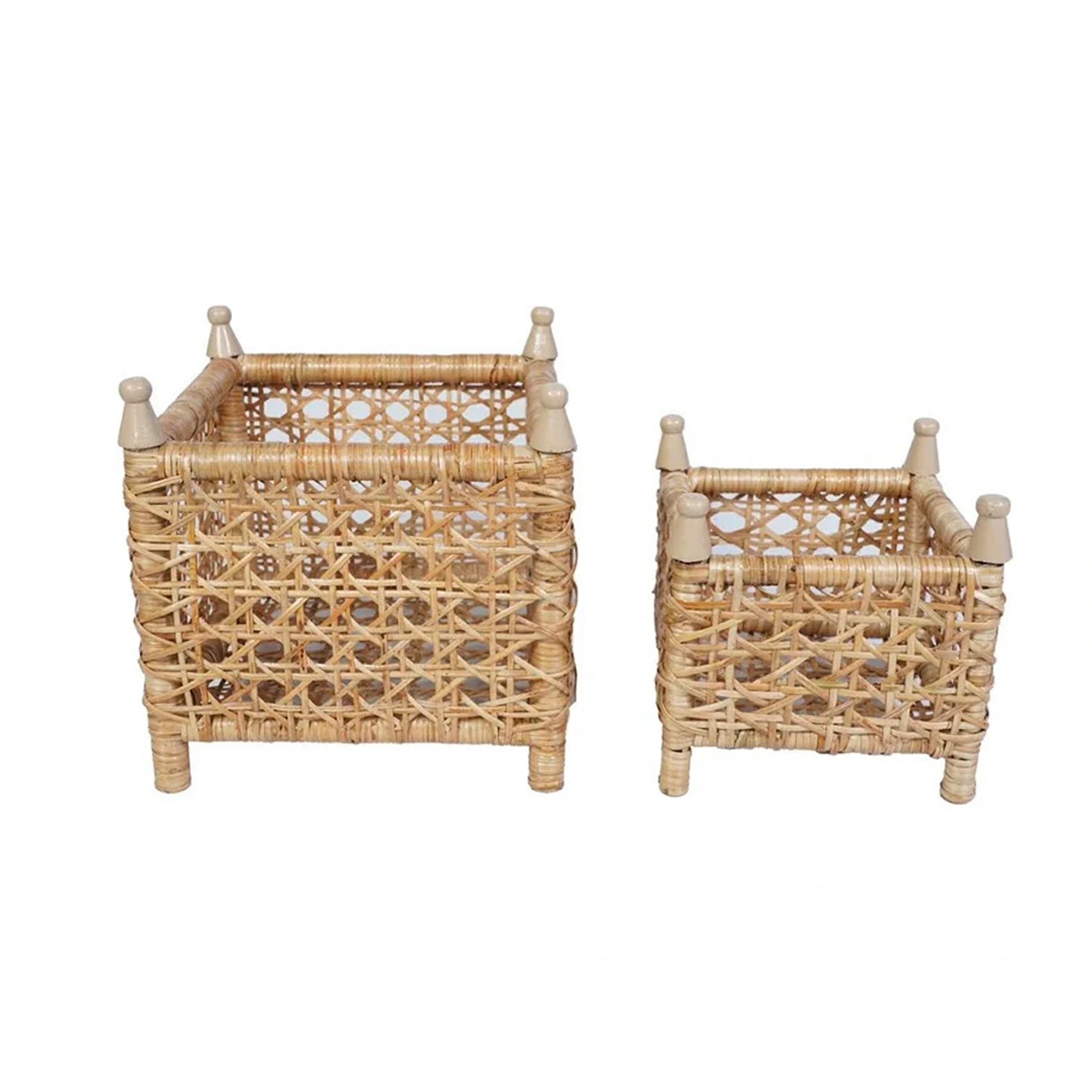Natural Cane Wicker Box Planter