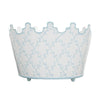 White & Pale Blue Trellis Scalloped Footed Planter