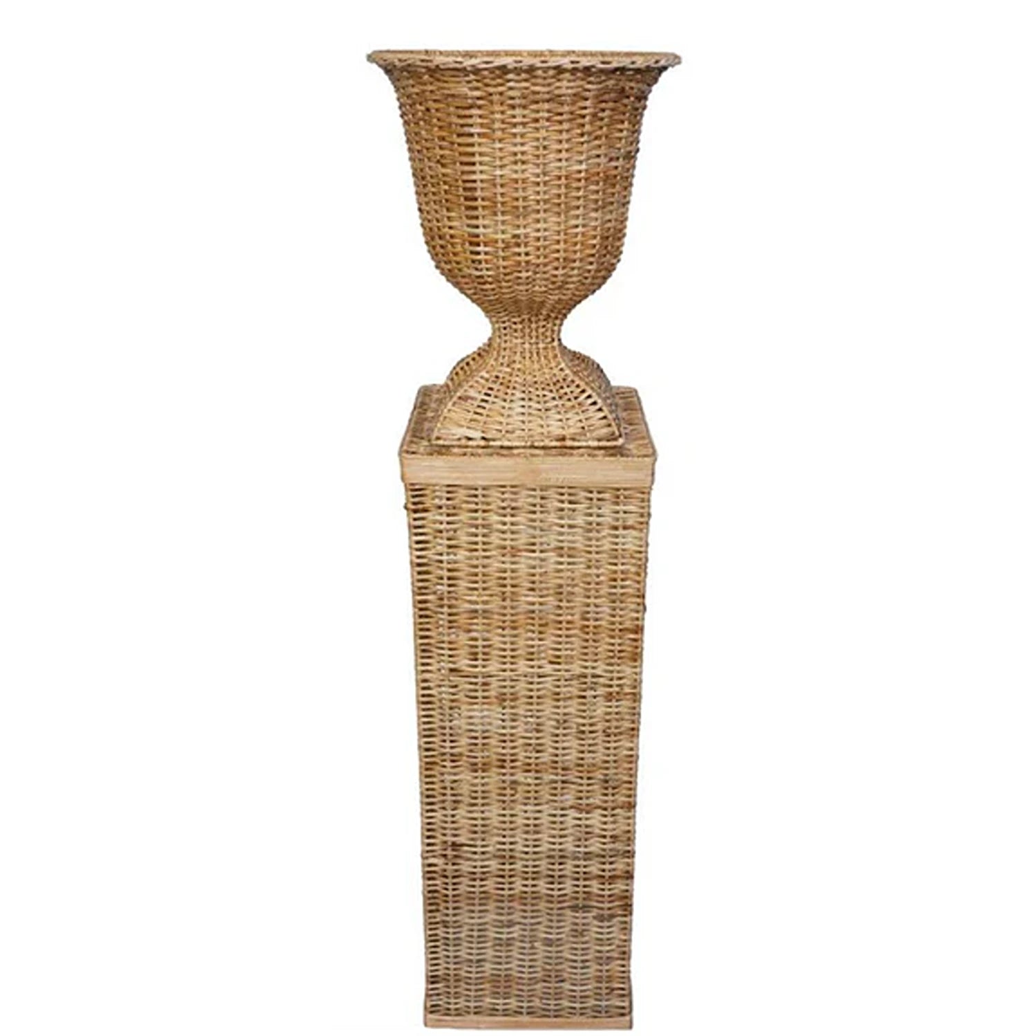Square Wicker Urn and Pedestal