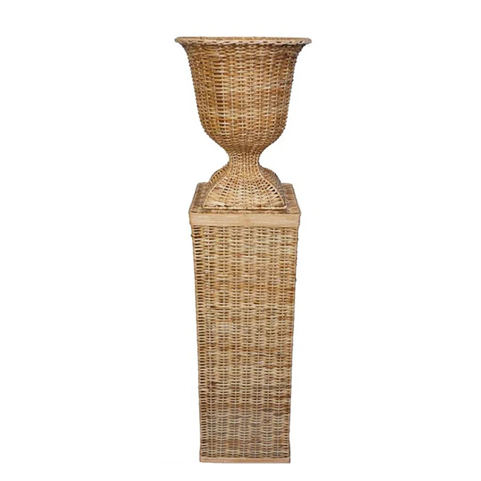 Square Wicker Urn and Pedestal