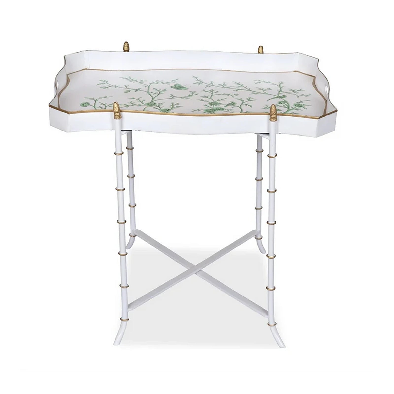 Ivory & Green Rectangular Tray Table
