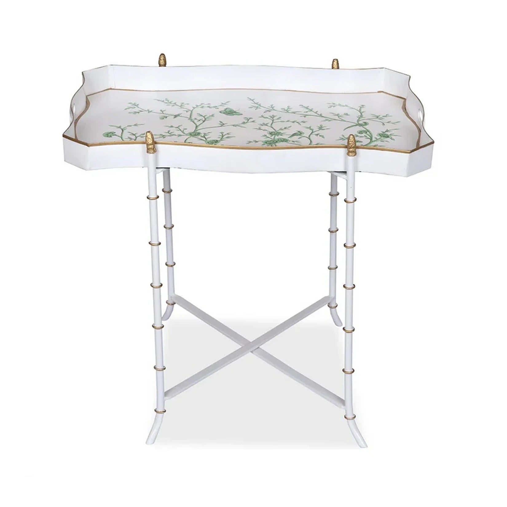 Ivory & Green Rectangular Tray Table