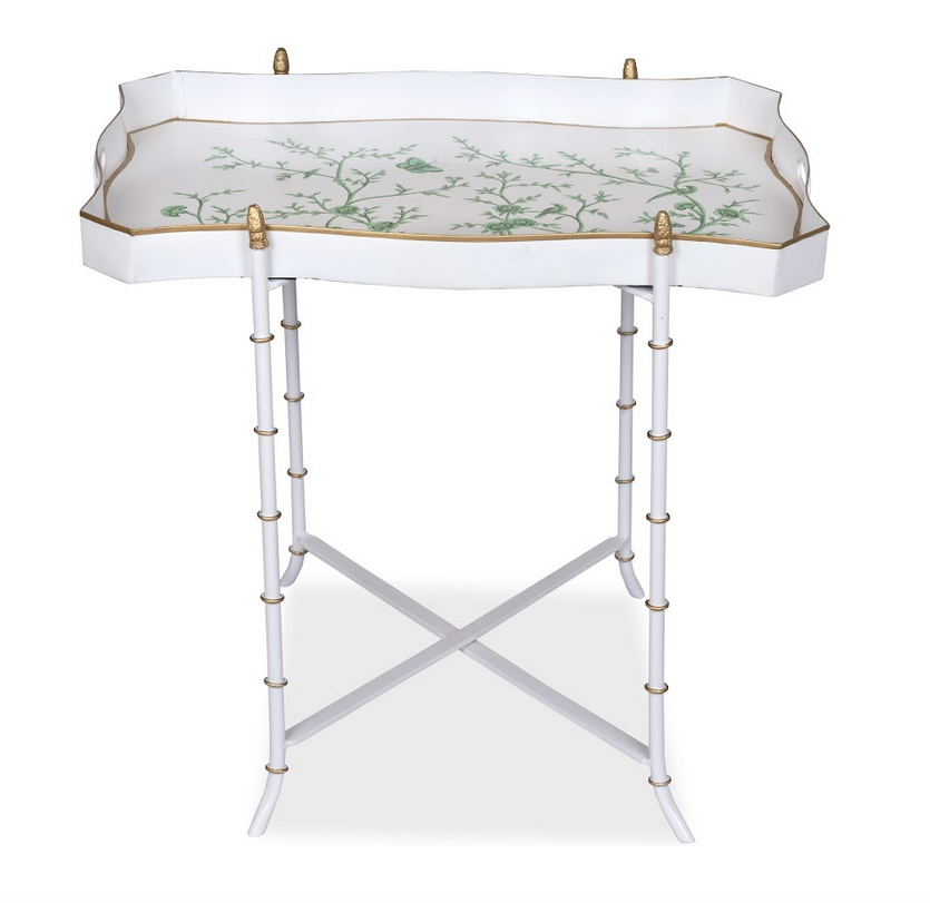 Ivory & Green Rectangular Tray Table