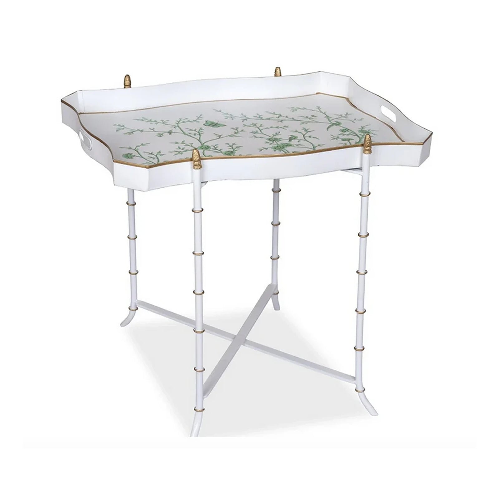 Ivory & Green Rectangular Tray Table