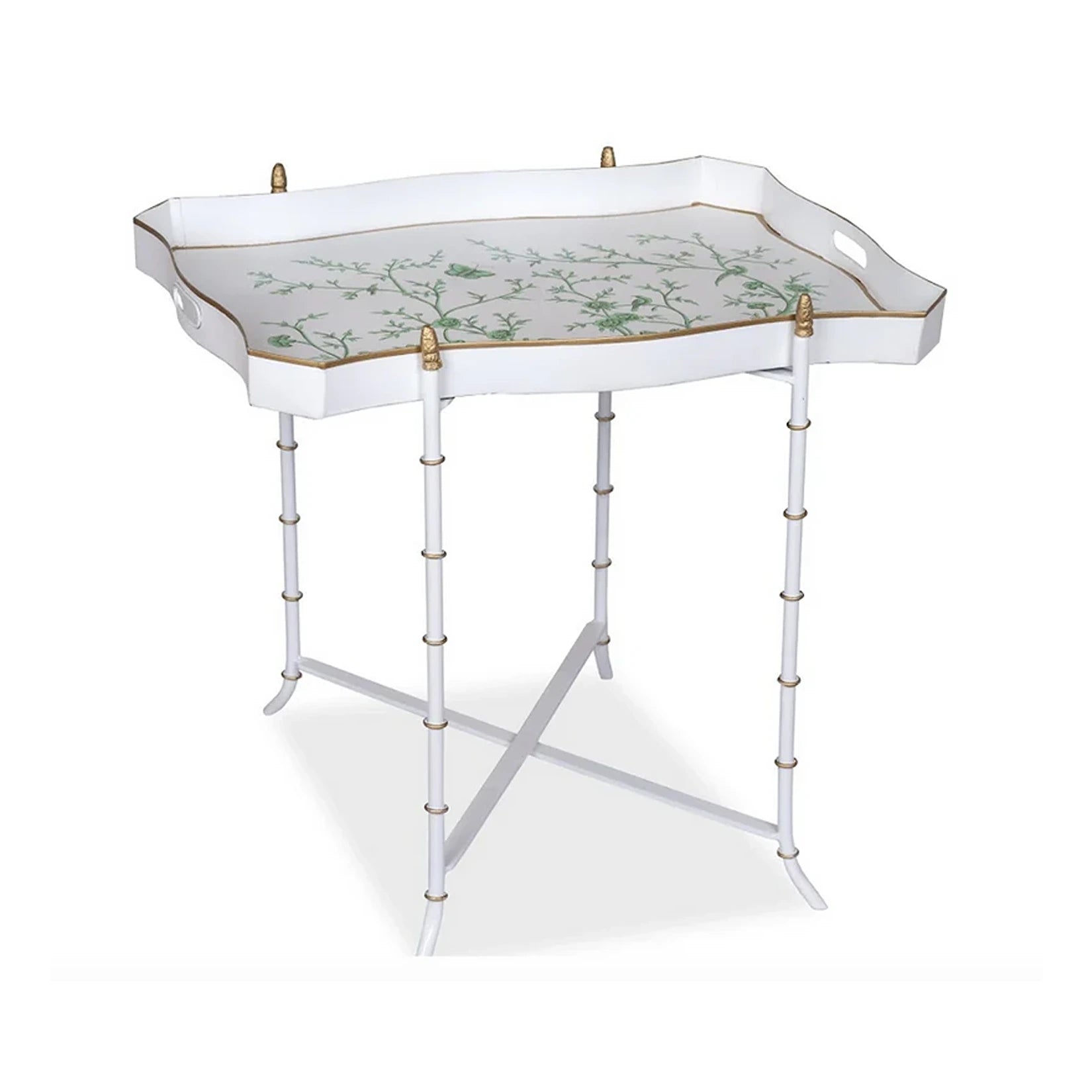 Ivory & Green Rectangular Tray Table