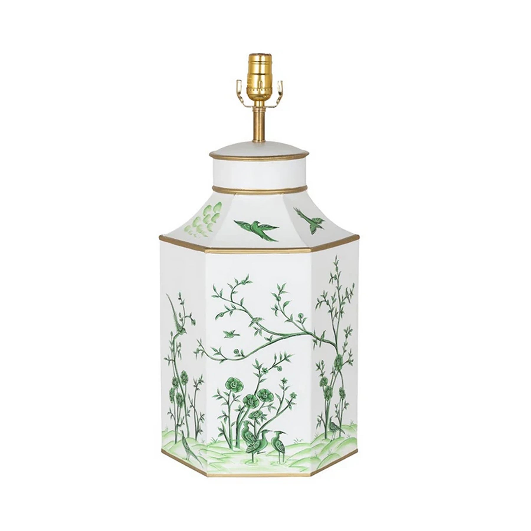 Ivory & Green Hexagon Lamp