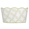 White & Green Trellis Scalloped Planter