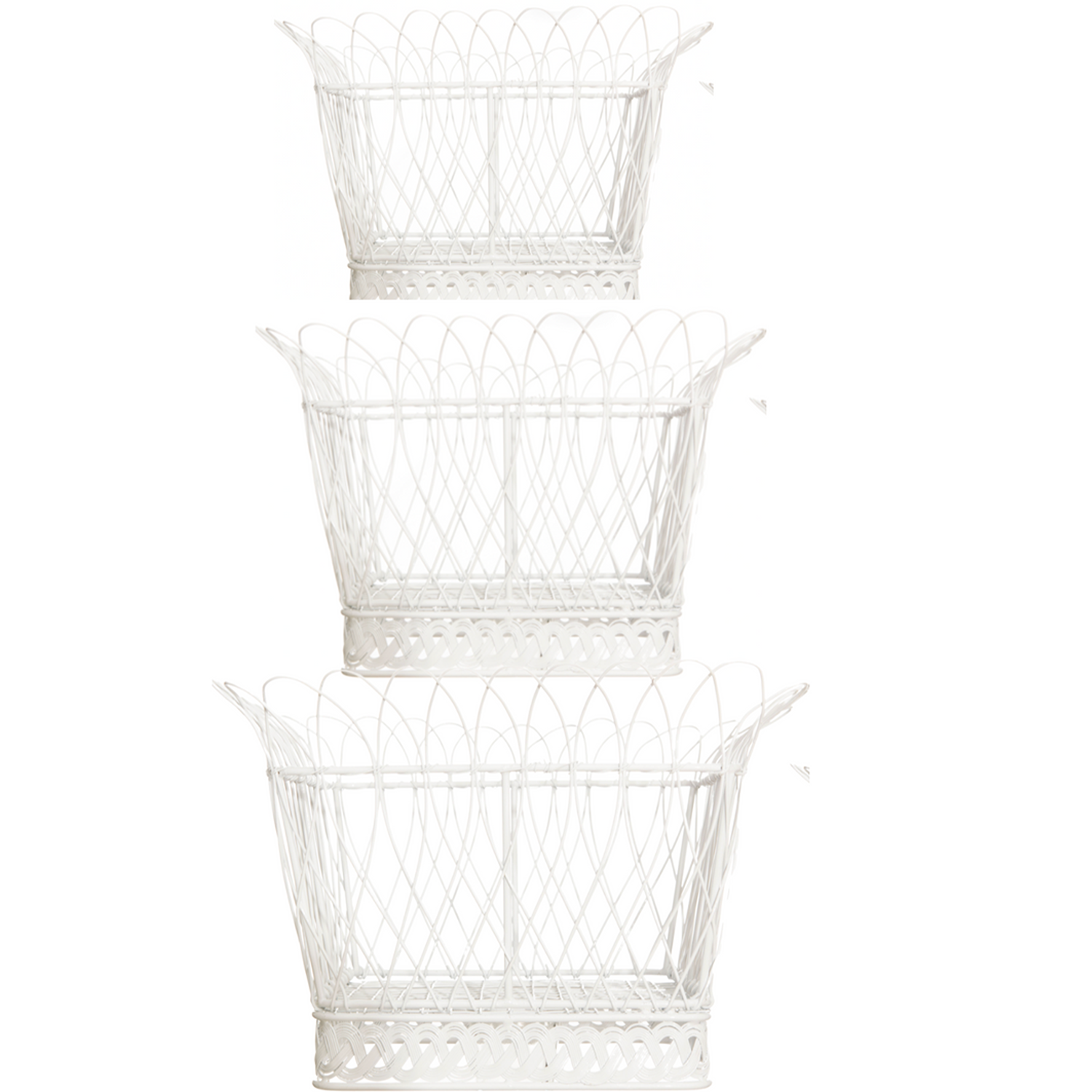 Square White French Wire Basket (3 Sizes)