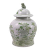Mid Sized Green Floral and Bird Jar
