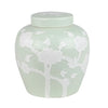 Pastel Pale Green Cherry Blossom Flat Top Jar