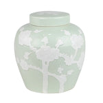 Pastel Pale Green Cherry Blossom Flat Top Jar