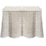 WHITE WASH SCALLOPED WICKER CONSOLE