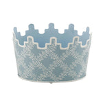Blue & White Trellis Scalloped Footed Planter