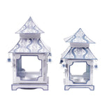 Ikat French Blue Trellis Pagoda Lantern