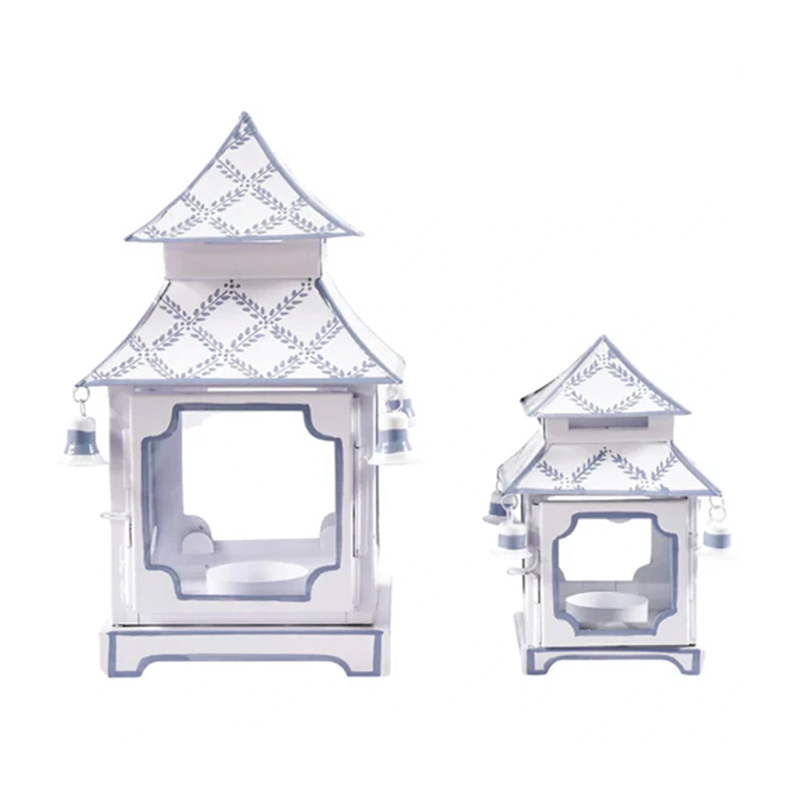 White with Blue Trellis Pagoda Lantern (4 Sizes)