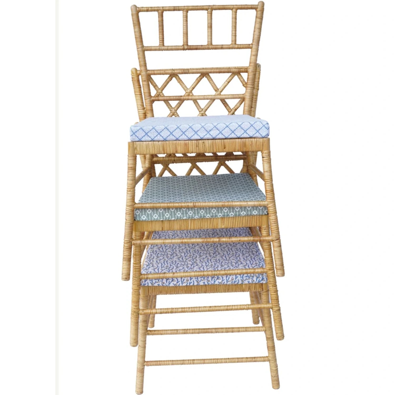 Set of 4 Straight Back Wicker Chair