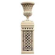 Bisque Cast Aluminum Fretwork Urn and Pedestal (2 Options)