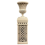 Bisque Cast Aluminum Fretwork Urn And Pedestal