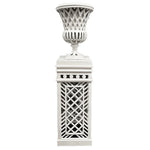 White Cast Aluminum Fretwork Urn And Pedestal