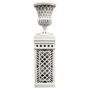 White Cast Aluminum Fretwork Urn and Pedestal (2 Options)