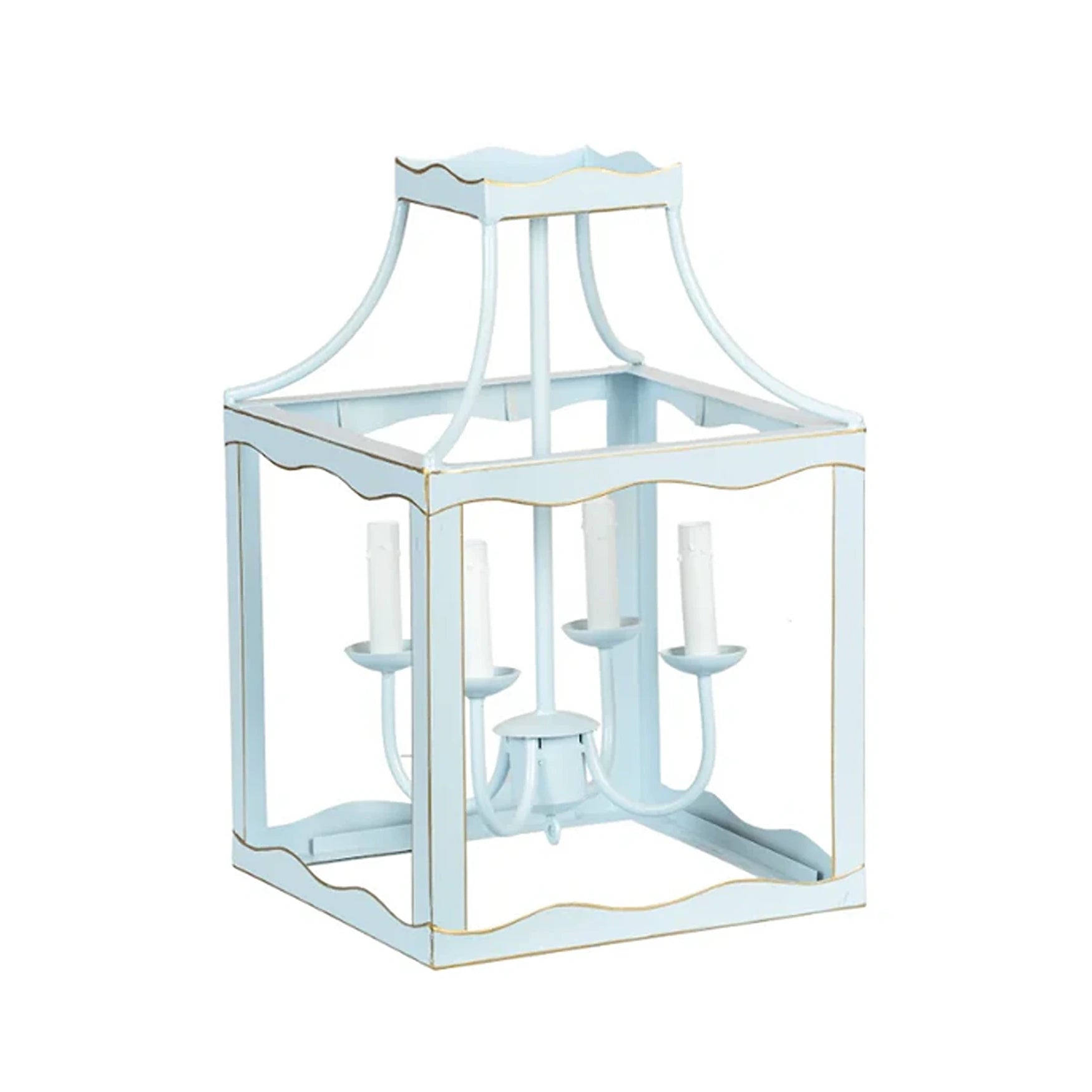 Soft Blue & Gold Medium Lantern