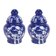 Navy Cherry Blossom Salt and Pepper Shaker