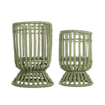 Moss Green Bamboo Wicker Hurricane