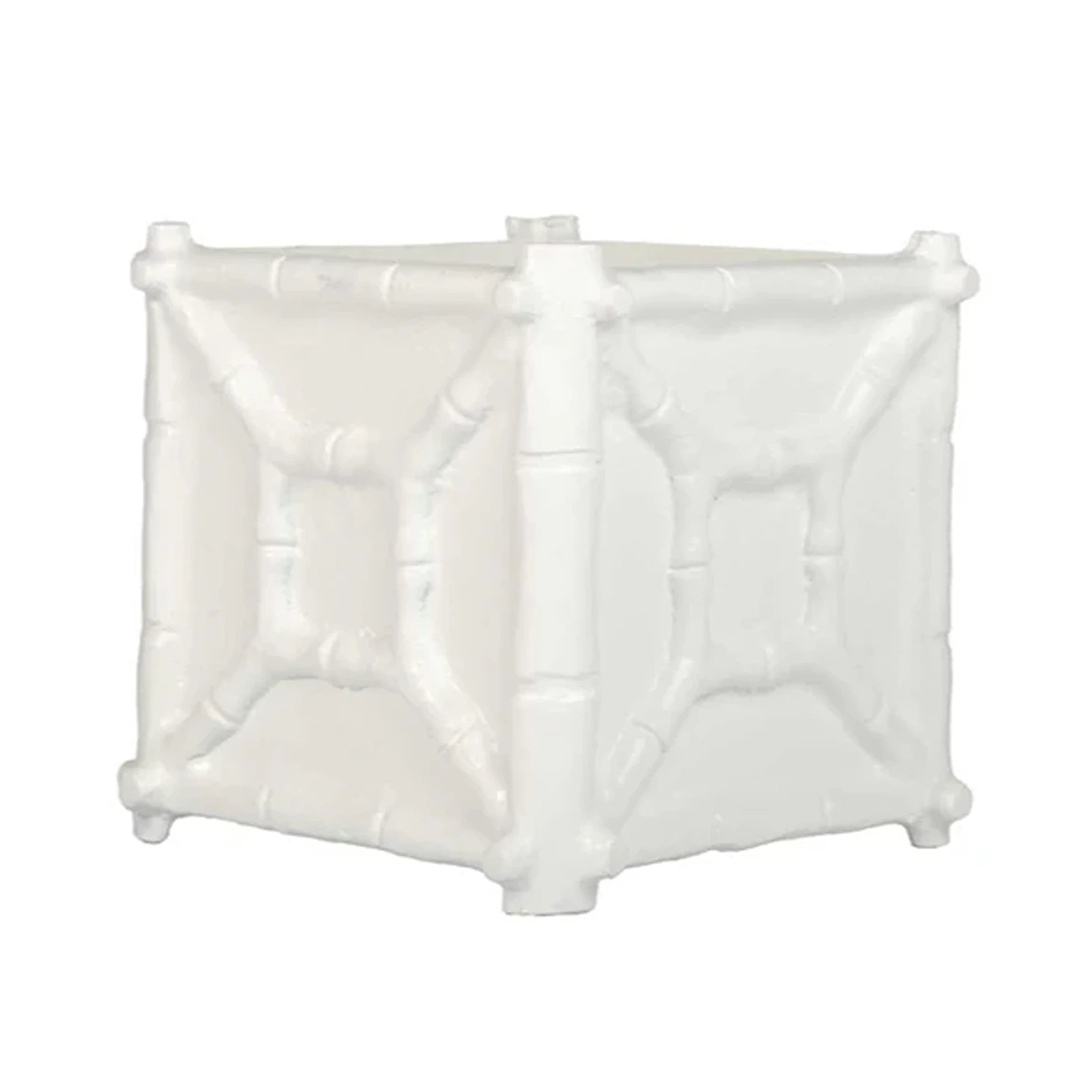 White Rustic Bamboo Box Planter