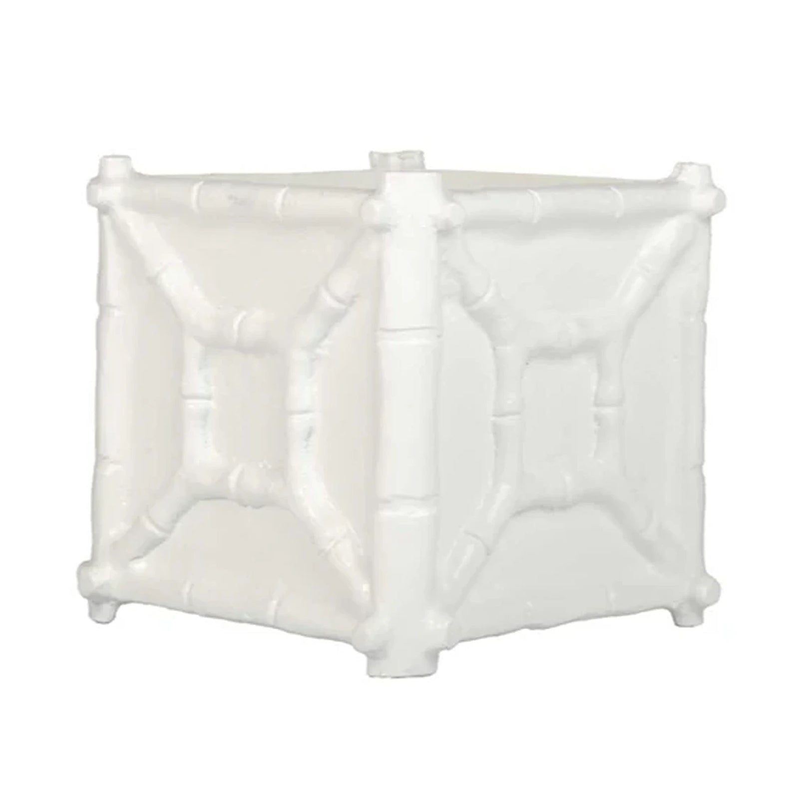 White Rustic Bamboo Box Planter