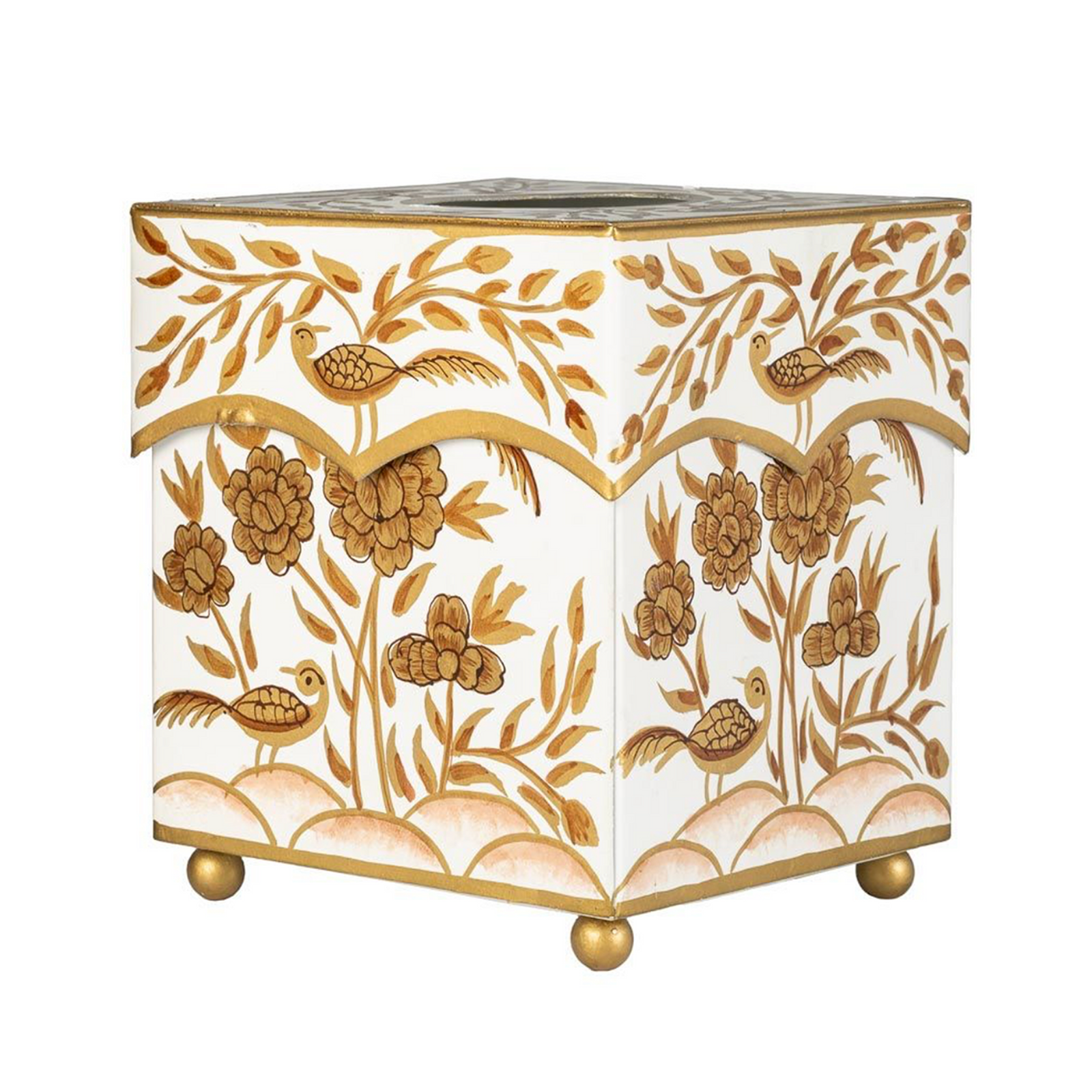 Ivory & Gold Pheasant Wastepaper Basket & Tissue (3 Options)